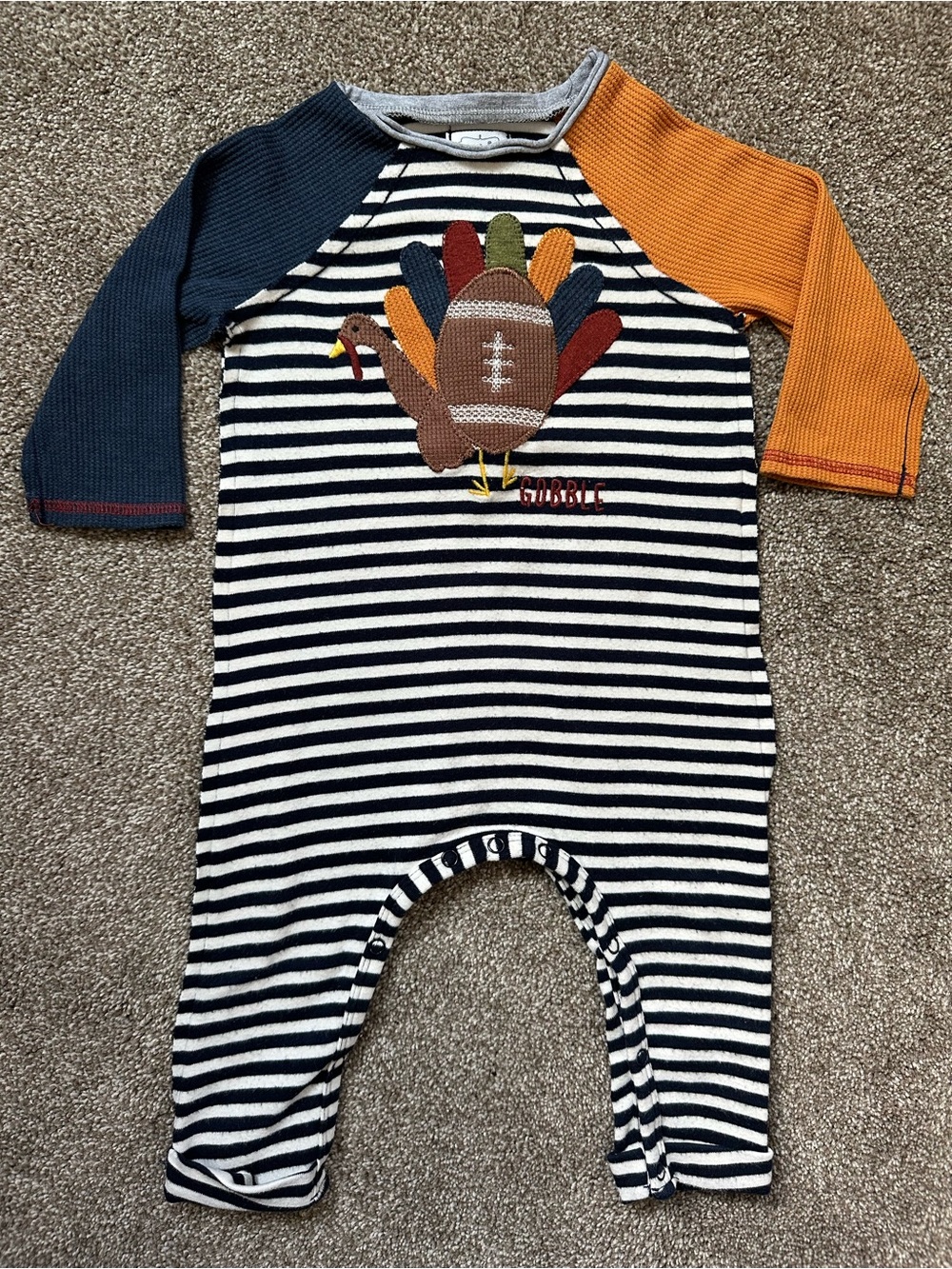 🦃 Mudpie One-Piece Romper with Turkey Appliqué